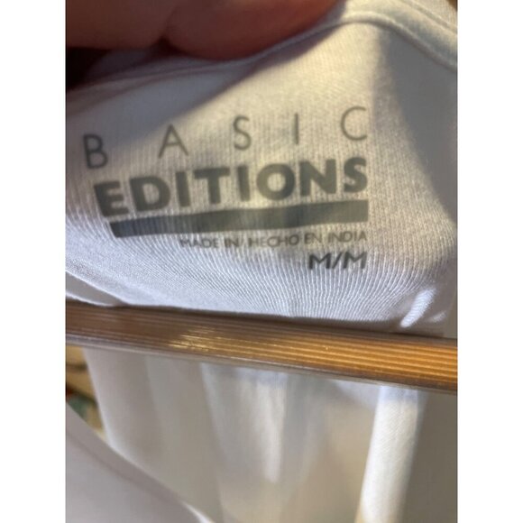 Basic Editions White Sleeveless Tank T Shirt Sz M - Picture 6 of 7